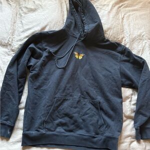 Men's Black Hoodie with Butterfly Embroidery